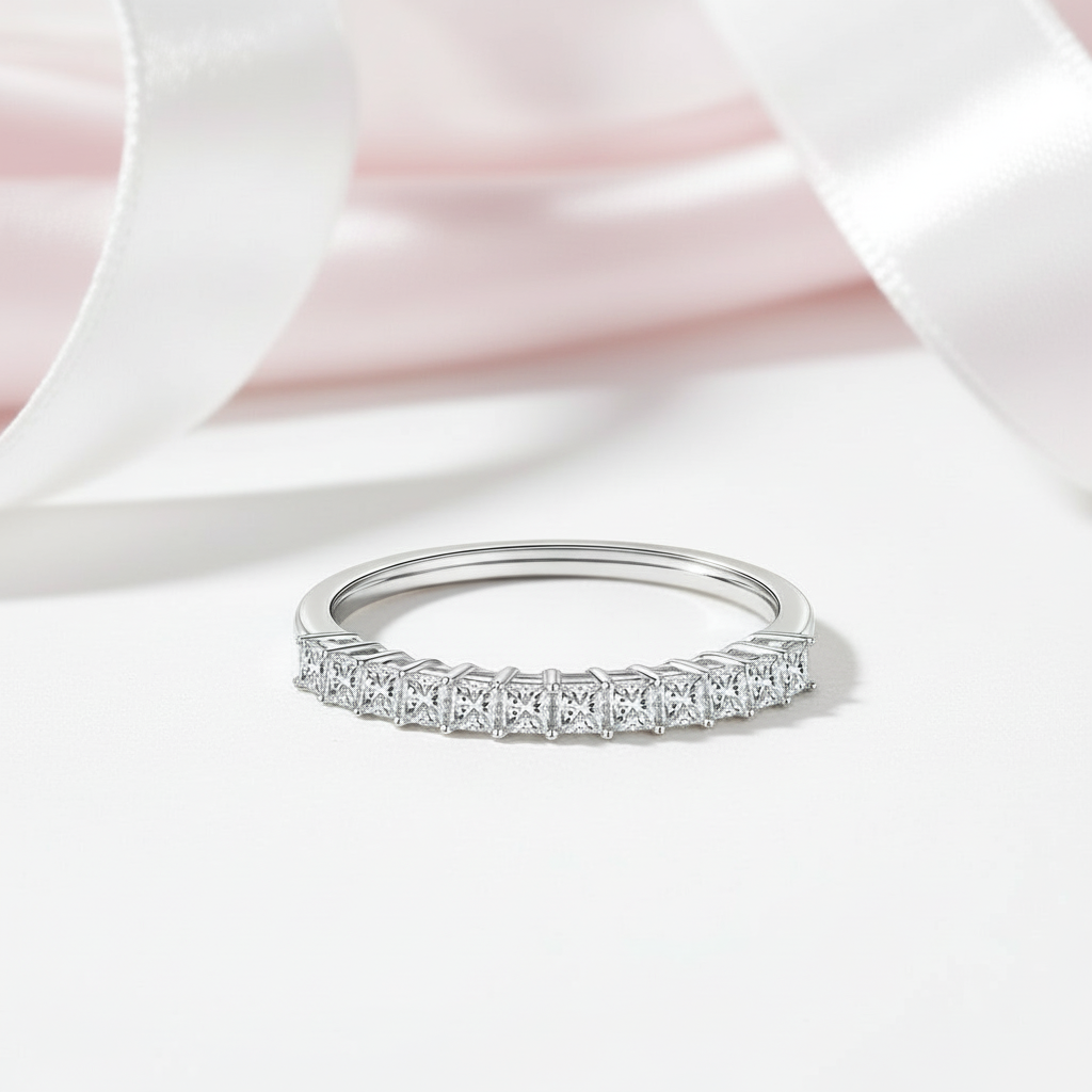 1ct Princess Cut Diamond Option Half Eternity Wedding Band-Black Diamonds New York