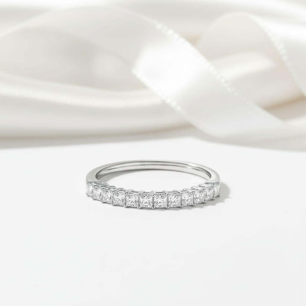 1ct Princess Cut Diamond Option Half Eternity Wedding Band-Black Diamonds New York