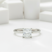 1.0 Ct Princess Cut Diamond Solitaire Engagement Ring-Black Diamonds New York