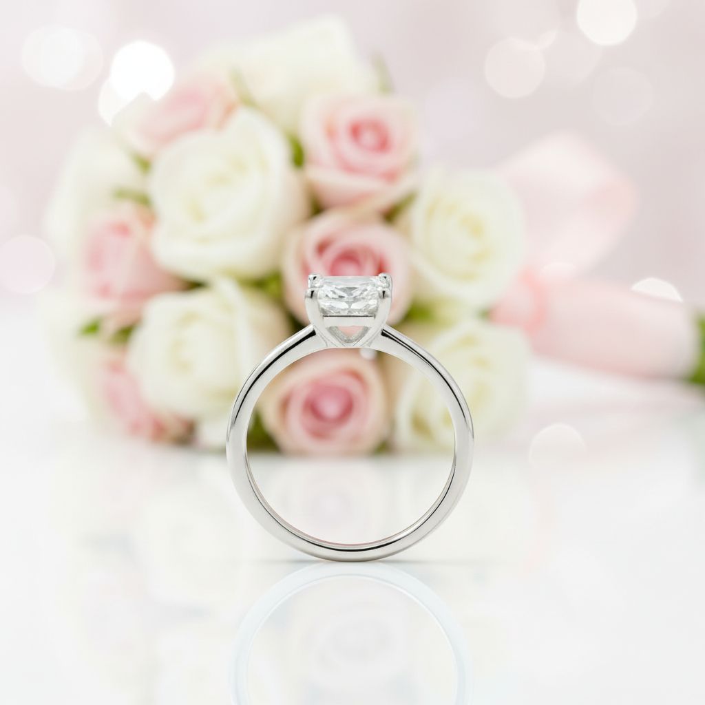 1.0 Ct Princess Cut Diamond Option Solitaire Engagement Ring-Black Diamonds New York