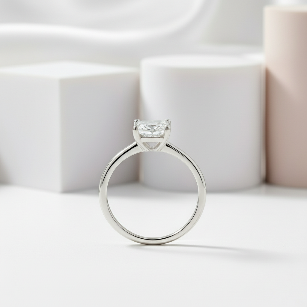 1.0 Ct Princess Cut Diamond Solitaire Engagement Ring-Black Diamonds New York