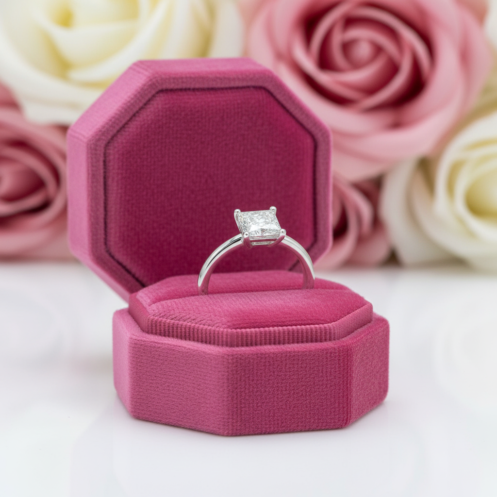 1.0 Ct Princess Cut Diamond Option Solitaire Engagement Ring-Black Diamonds New York