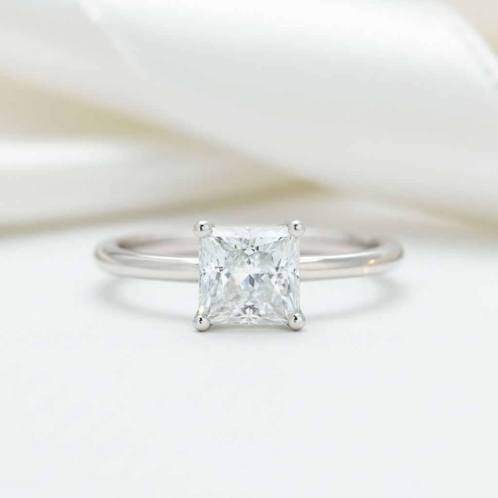 1.0 Ct Princess Cut Diamond Option Solitaire Engagement Ring-Black Diamonds New York
