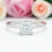 1.0 Ct Princess Cut Diamond Solitaire Engagement Ring-Black Diamonds New York