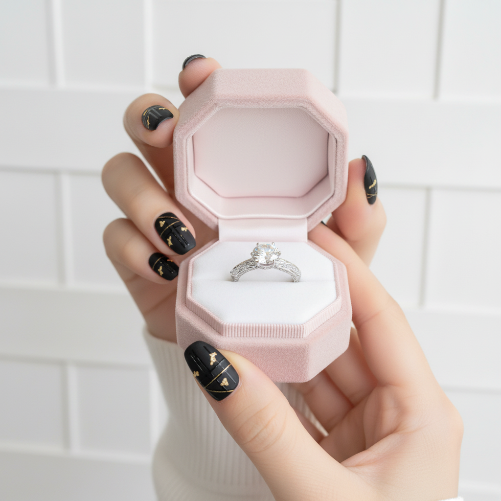 1.0 Ct Round Cut D Color Diamond Option Engagement Ring-Black Diamonds New York
