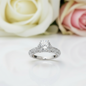 1.0 Ct Round Cut D Color Diamond Engagement Ring-Black Diamonds New York