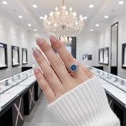 1ct Round Cut Dark Blue Diamond Ring Engagement Ring-Black Diamonds New York