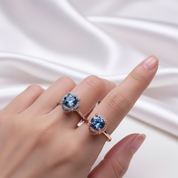 1ct Round Cut Dark Blue Diamond Ring Engagement Ring-Black Diamonds New York