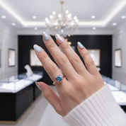 1ct Round Cut Dark Blue Diamond Ring Engagement Ring-Black Diamonds New York