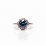 1ct Round Cut Dark Blue Diamond Option Ring Engagement Ring-Black Diamonds New York