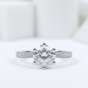 1ct Round Cut Diamond Classic 6 Prong Engagement Ring-Black Diamonds New York