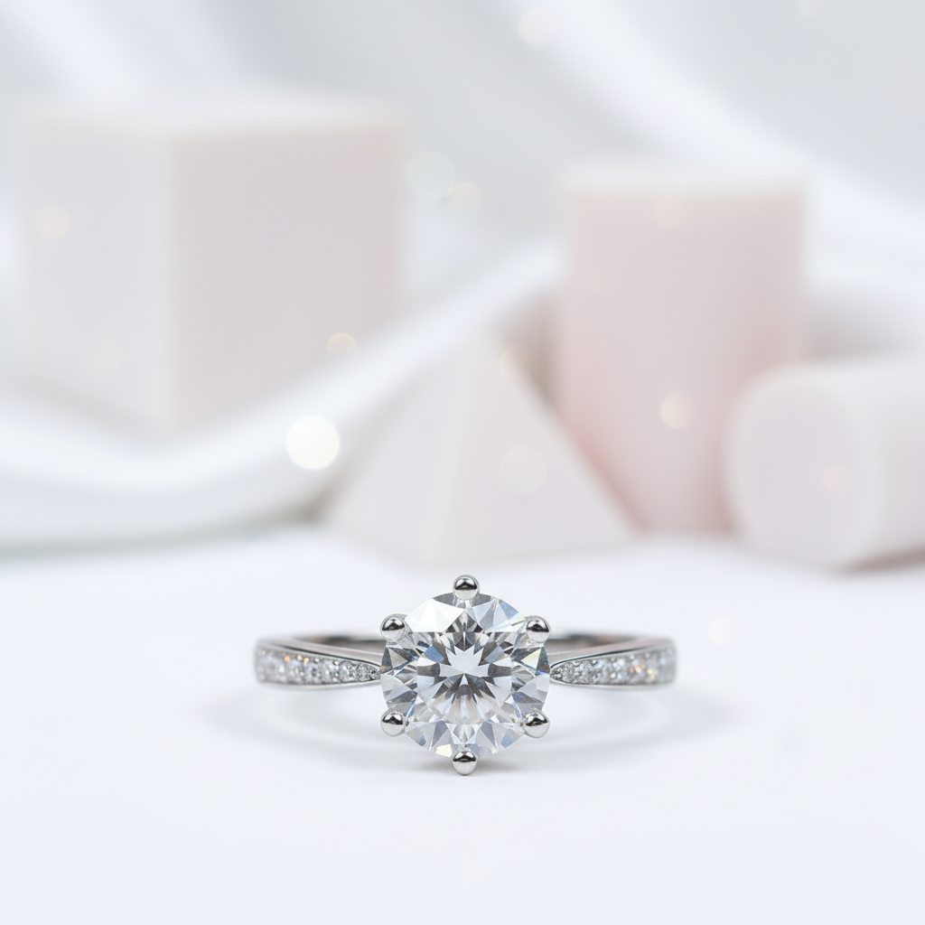 1ct Round Cut Diamond Classic 6 Prong Engagement Ring-Black Diamonds New York