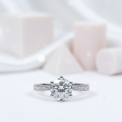 1ct Round Cut Diamond Classic 6 Prong Engagement Ring-Black Diamonds New York