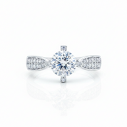 1ct Round Cut Diamond Option 14k White Gold Engagement Ring-Black Diamonds New York