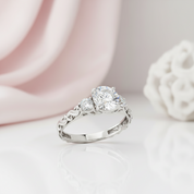 1ct Round Cut Diamond Option Three Stones Ring Set-Black Diamonds New York