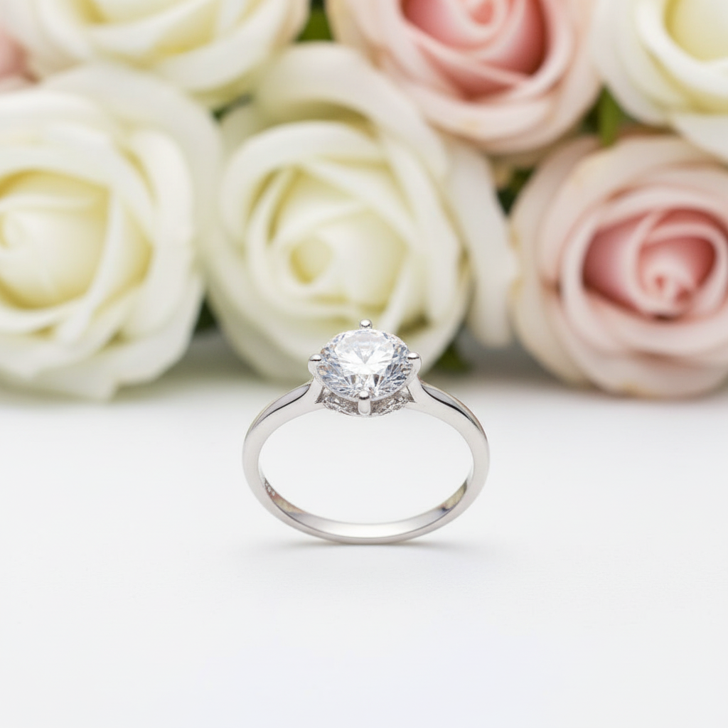 1.0 Ct Round Cut VVS1 Diamond Engagement Ring-Black Diamonds New York