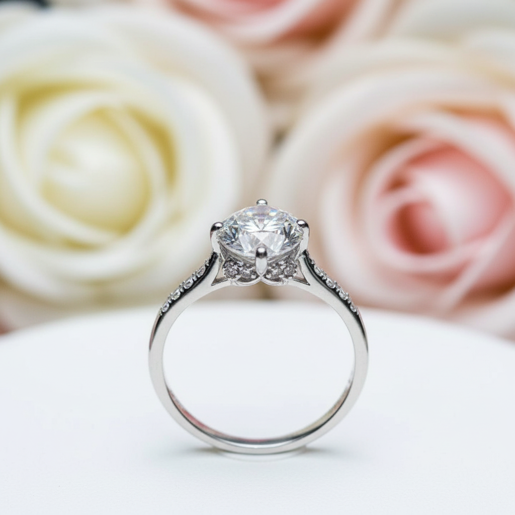 1.0 Ct Round Cut VVS1 Diamond Option Engagement Ring-Black Diamonds New York