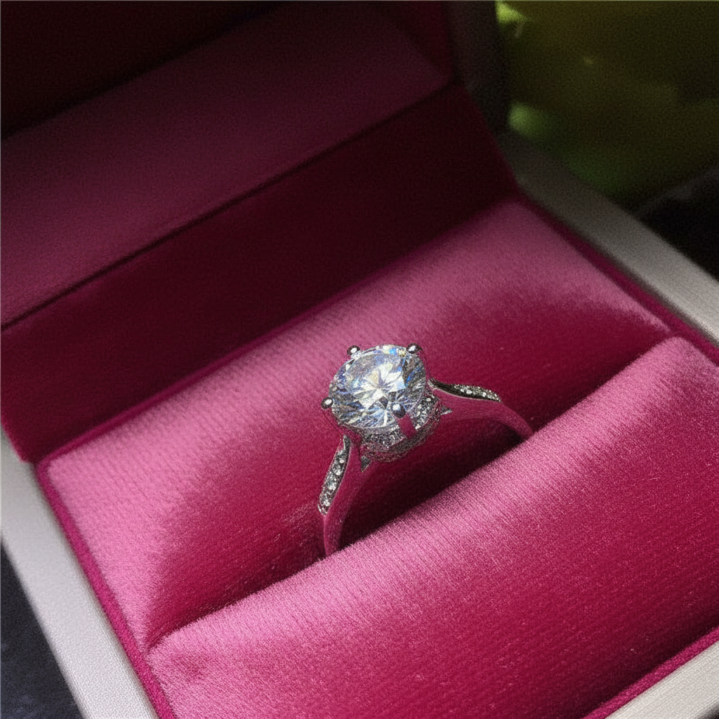 1.0 Ct Round Cut VVS1 Diamond Option Engagement Ring-Black Diamonds New York