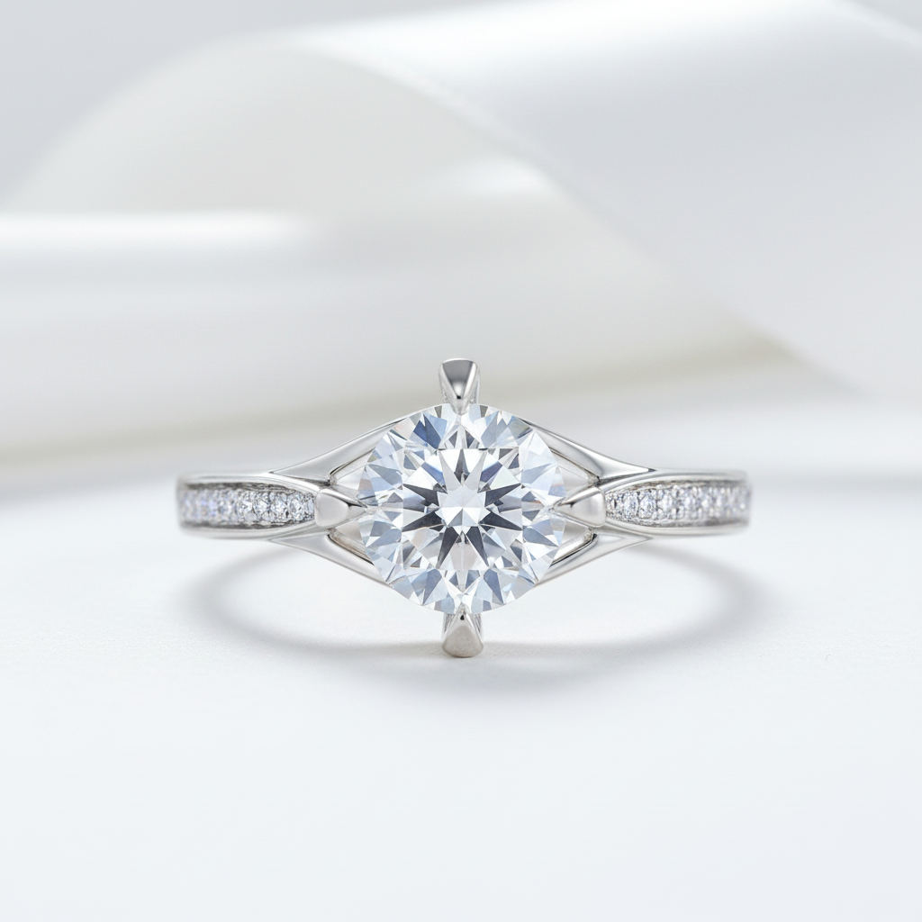 1ct Round Diamond Option 14k White Gold Engagement Ring-Black Diamonds New York