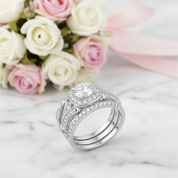 1.0 Ct Round Diamond Option Ring Set-Black Diamonds New York