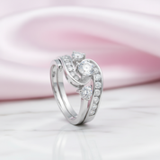 Three-Stone Swirl Engagement Ring Set with Diamond Option-Black Diamonds New York