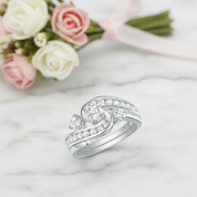 Three-Stone Swirl Engagement Ring Set with Diamond Option-Black Diamonds New York