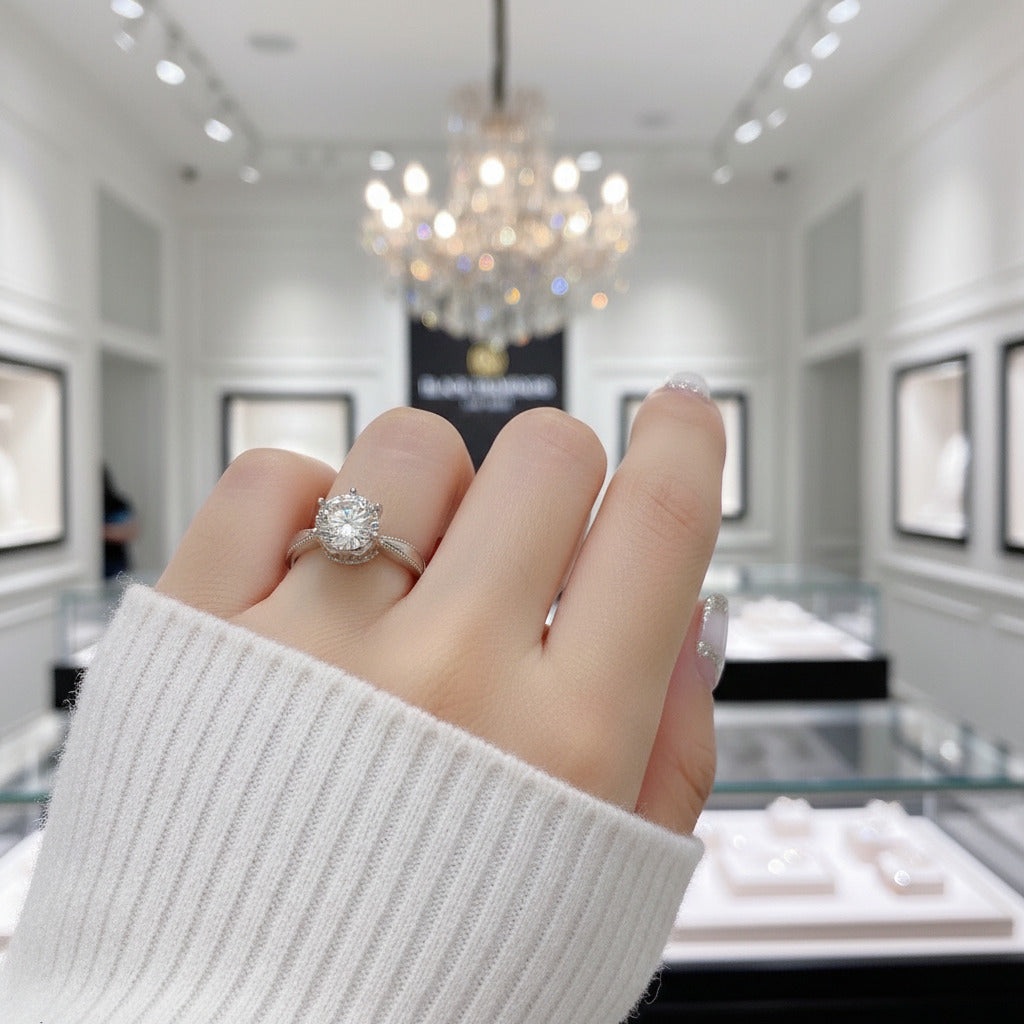 1.0 Ct Single Row Diamond Option Ring-Black Diamonds New York