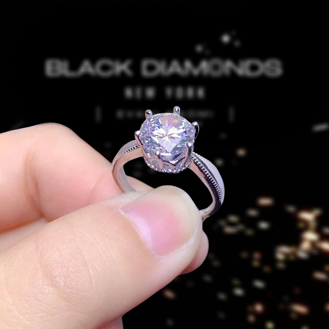 1ct Single Row Moissanite Ring-Black Diamonds New York