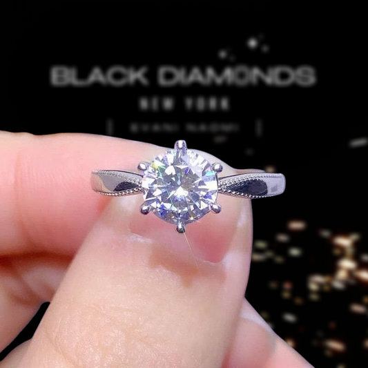 1ct Single Row Moissanite Ring-Black Diamonds New York