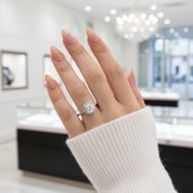 1Ct VVS1 Diamond Halo Engagement Ring-Black Diamonds New York