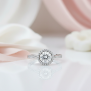 1Ct VVS1 Diamond Option Halo Engagement Ring-Black Diamonds New York