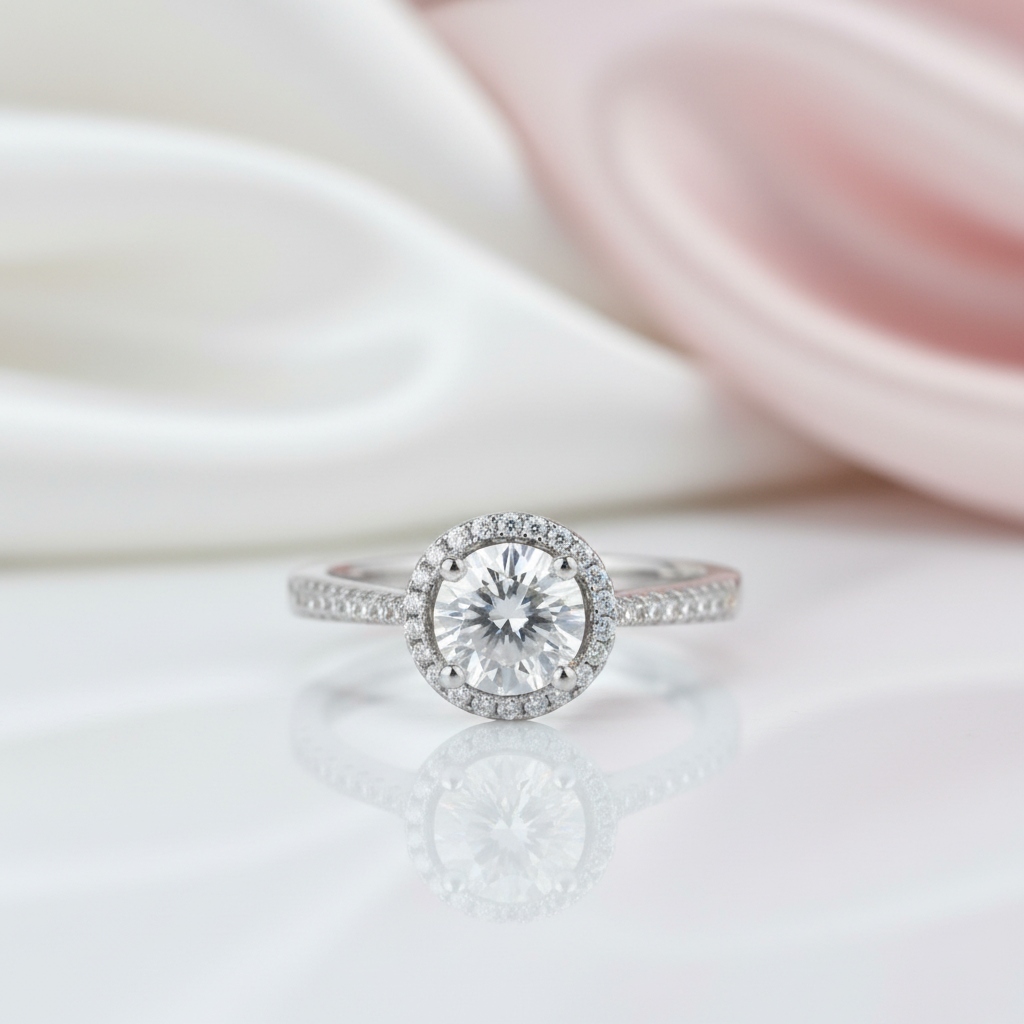 1Ct VVS1 Diamond Option Halo Engagement Ring-Black Diamonds New York