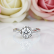 1Ct VVS1 Diamond Halo Engagement Ring-Black Diamonds New York