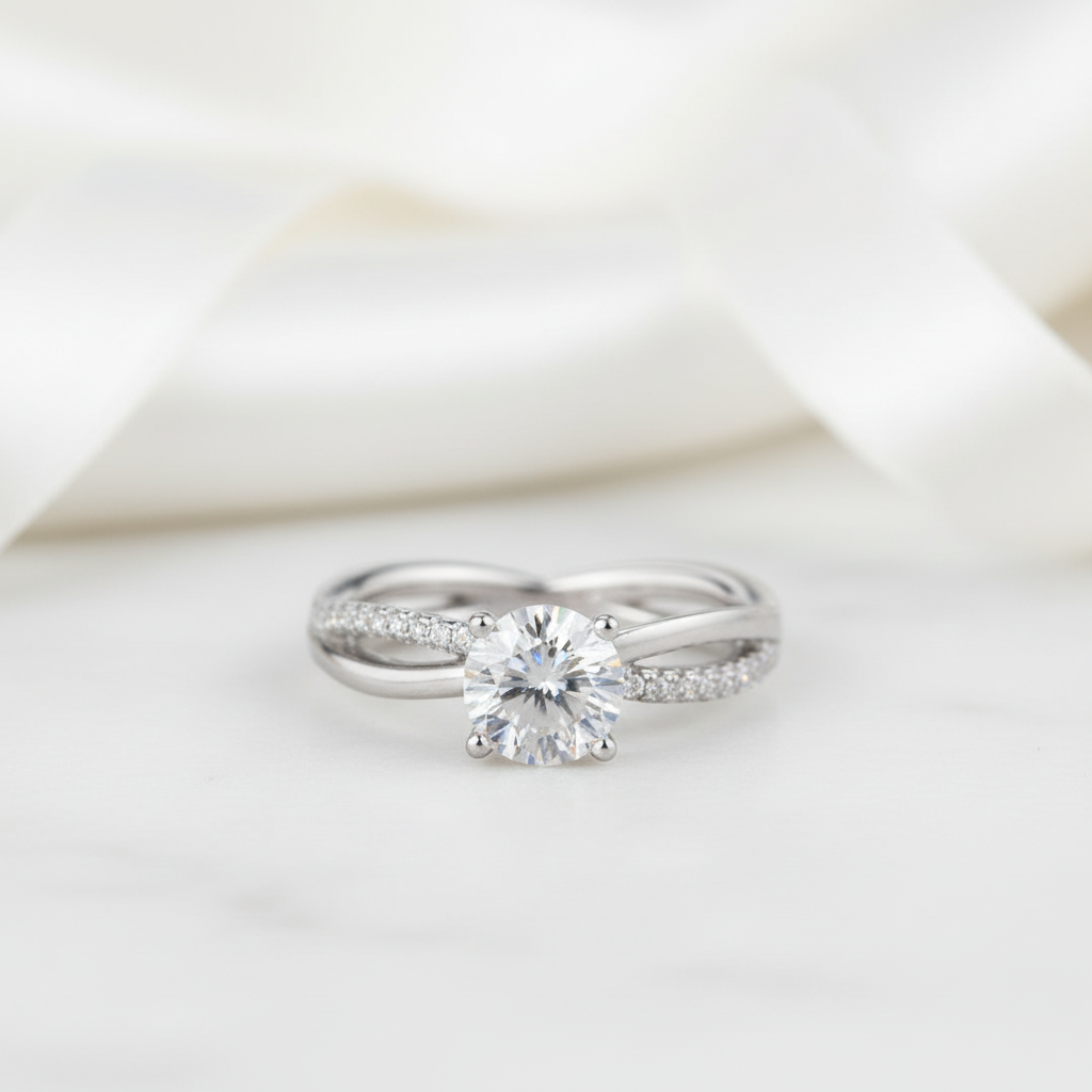 1Ct VVS1 Diamond Option Twist Promise Ring-Black Diamonds New York