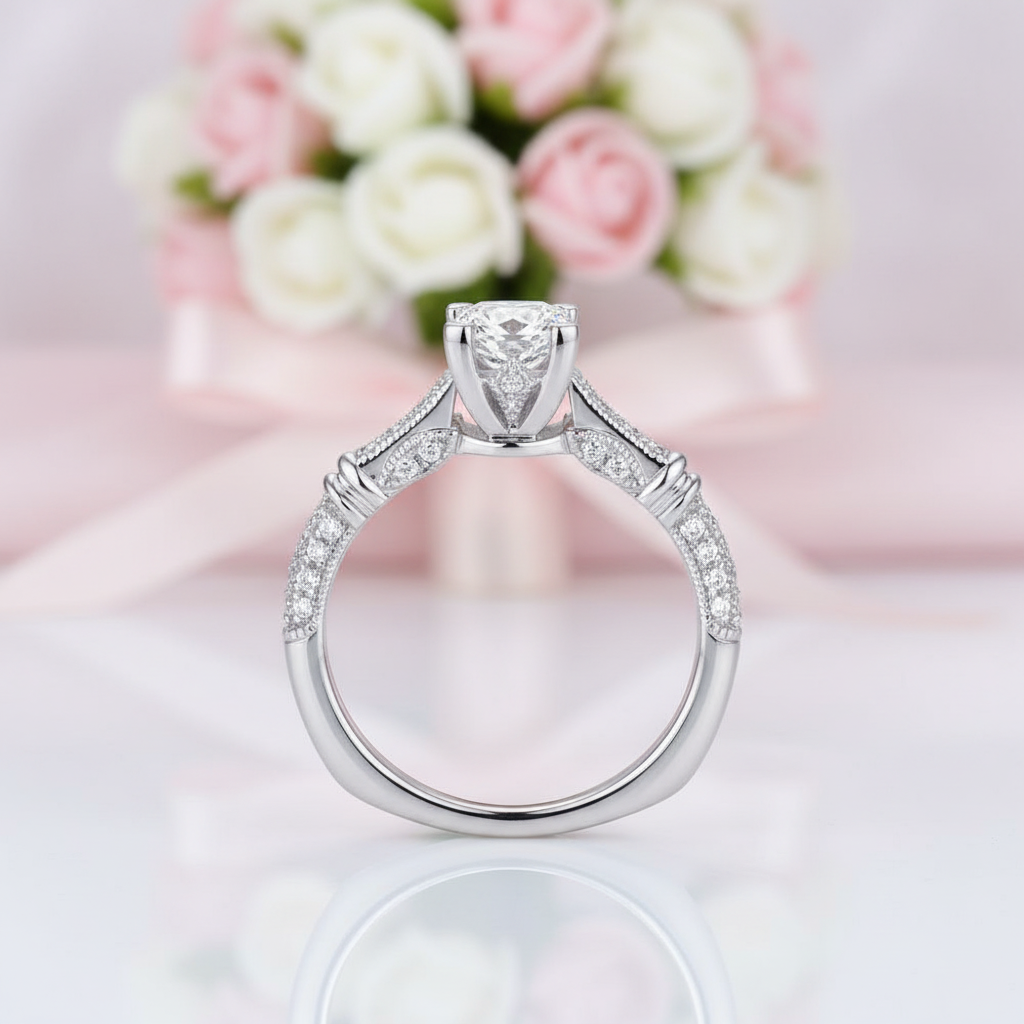 1.0 ct Princess Cut Diamond Option Engagement Ring Set-Black Diamonds New York