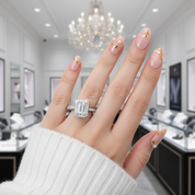 1ct Classic Emerald Cut Halo Diamond Option Engagement Ring-Black Diamonds New York