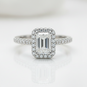 1ct Classic Emerald Cut Halo Diamond Option Engagement Ring-Black Diamonds New York