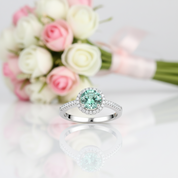 1ct Classic Round Halo Green Diamond Option Twinkle Ring-Black Diamonds New York