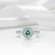 1ct Classic Round Halo Green Diamond Option Twinkle Ring-Black Diamonds New York