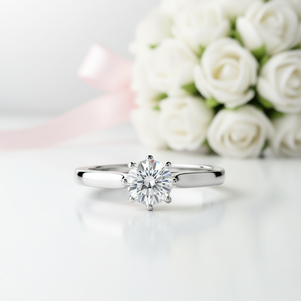 1ct D Color VVS1 Diamond Stud 8 Claw Ring-Black Diamonds New York