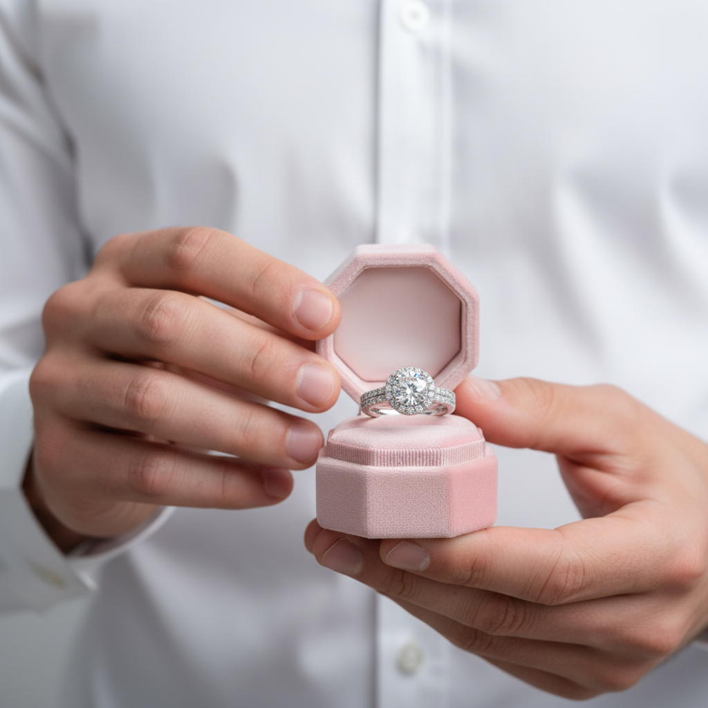 1ct Halo Diamond Ring-Black Diamonds New York