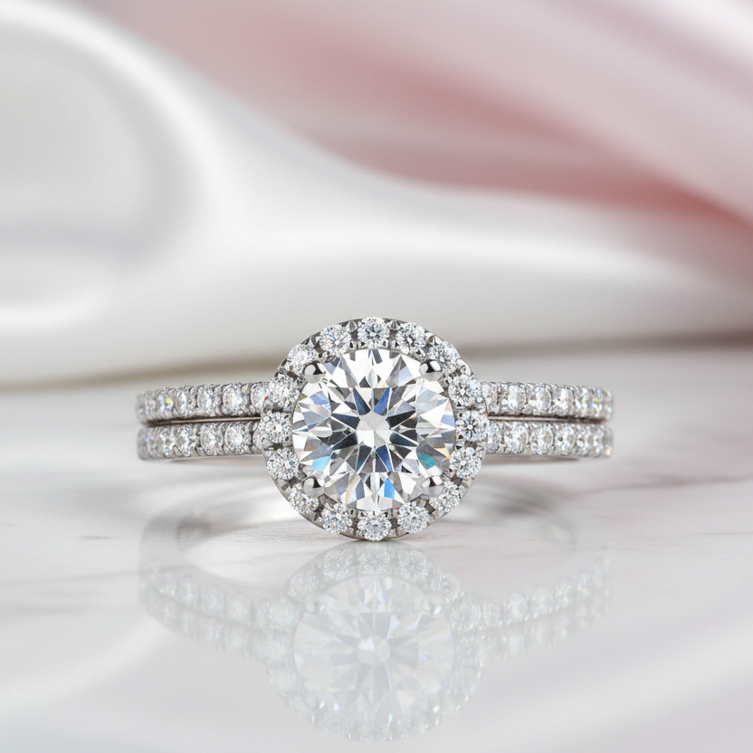 1ct Halo Diamond Option Ring-Black Diamonds New York