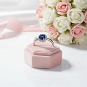 1ct Halo Round Cut Blue Diamond Option Engagement Ring-Black Diamonds New York
