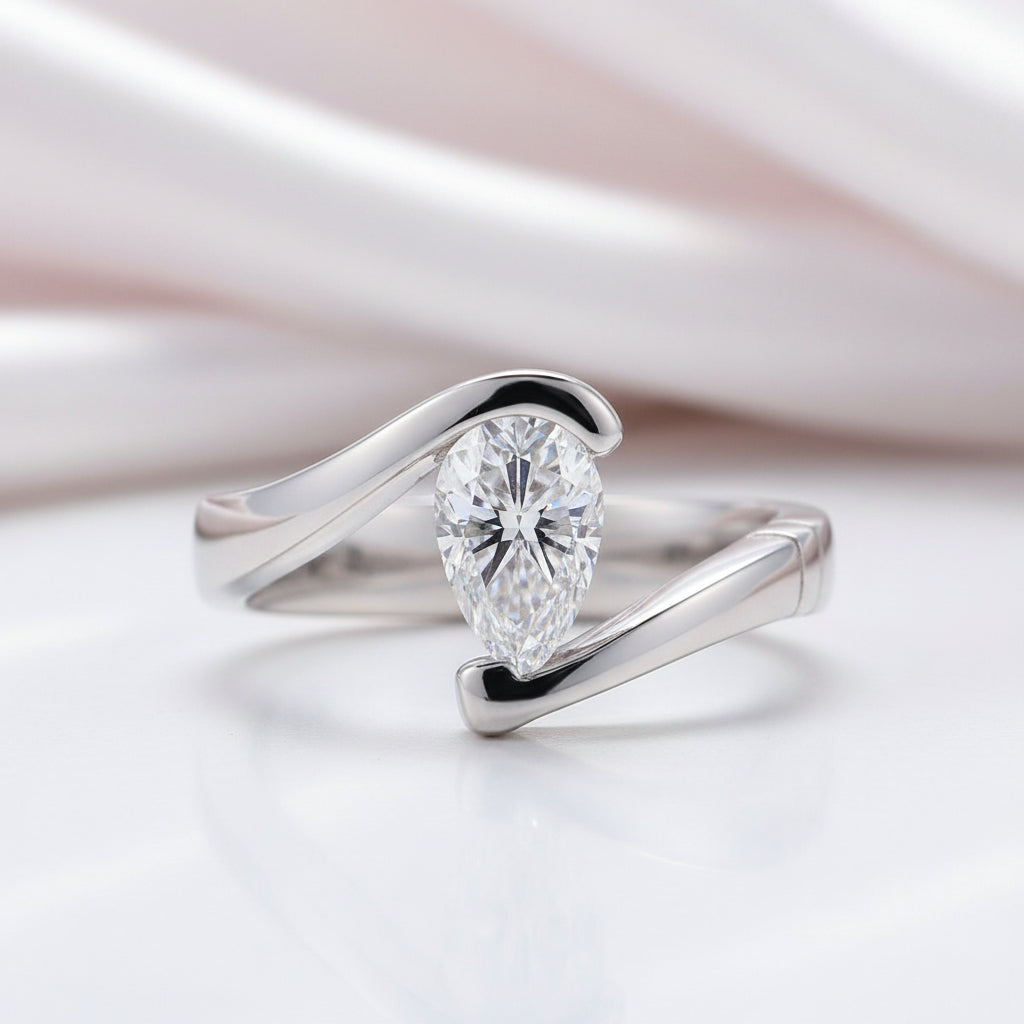 1ct Pear Cut Diamond Option Engagement Ring-Black Diamonds New York