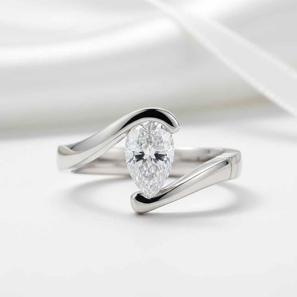 1ct Pear Cut Diamond Option Engagement Ring-Black Diamonds New York