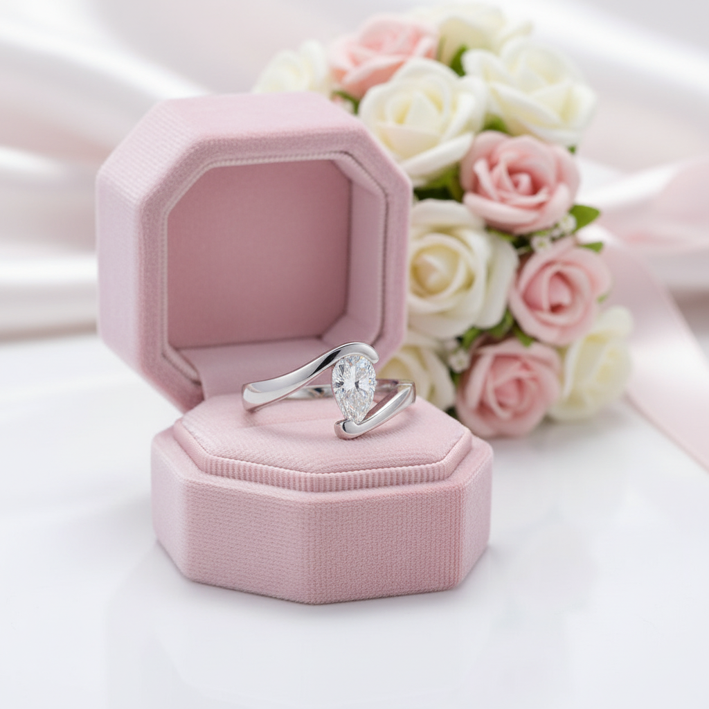 1ct Pear Cut Diamond Option Engagement Ring-Black Diamonds New York