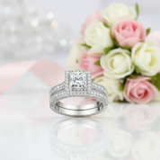 1ct Princess Cut Diamond Engagement Ring Set-Black Diamonds New York