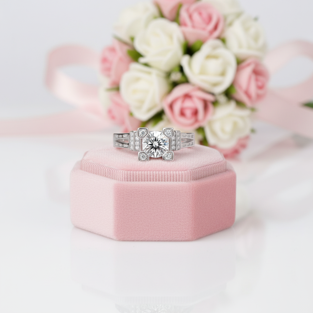 1ct Round & Baguette Diamond Option Engagement-Black Diamonds New York