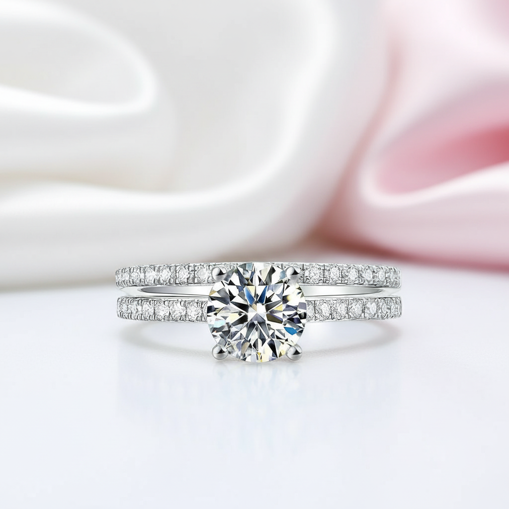 1ct Round Brilliant Diamond Option Ring Set-Black Diamonds New York