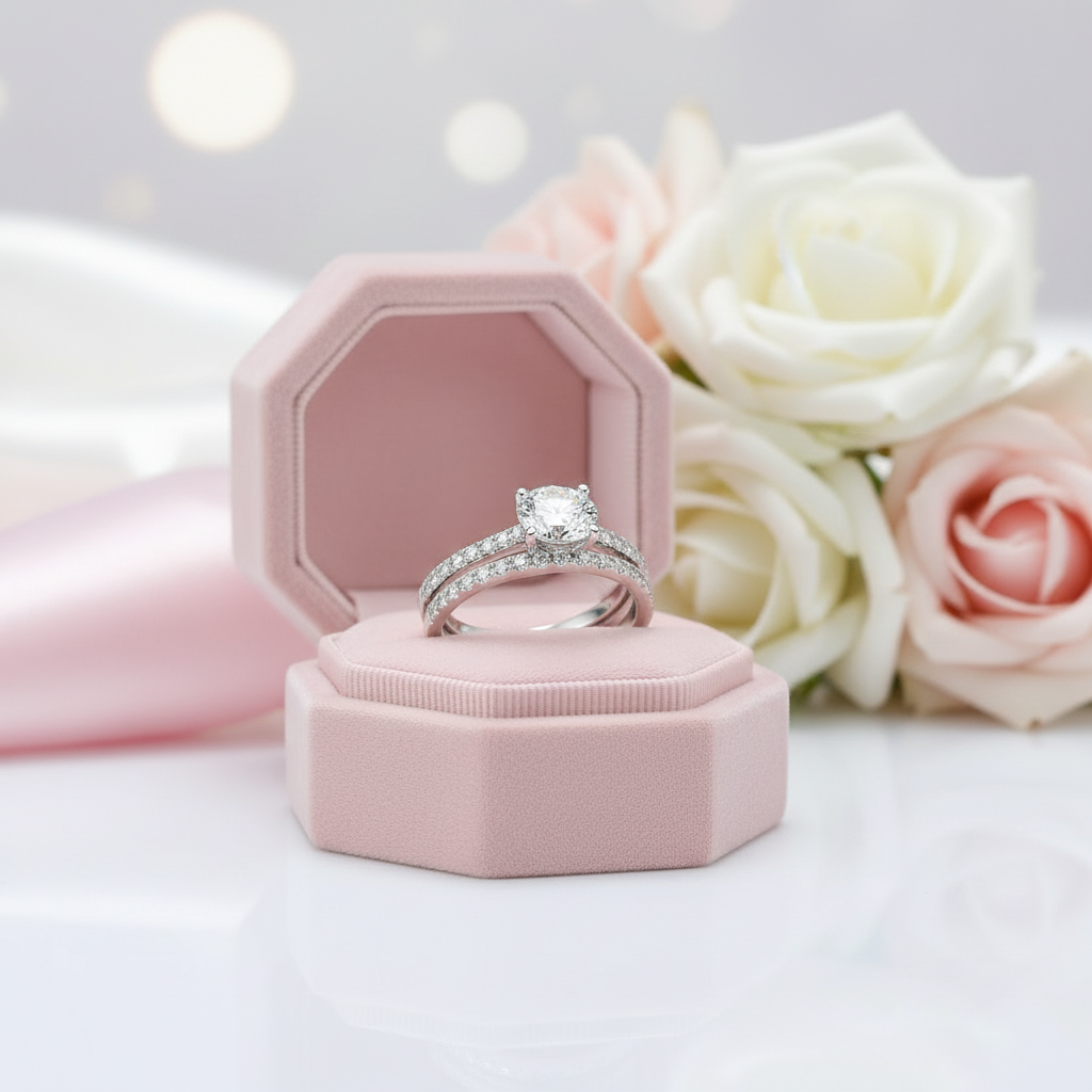 1ct Round Brilliant Diamond Ring Set-Black Diamonds New York